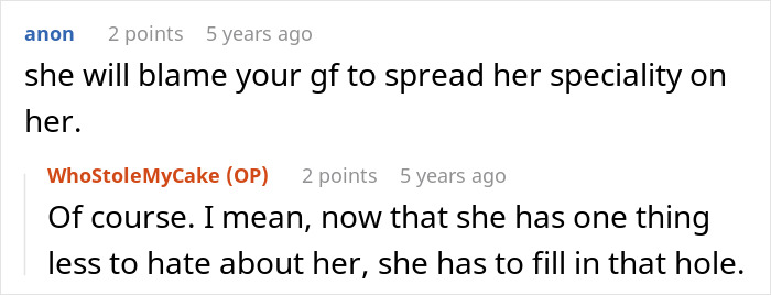 A Reddit discussion about the mom blaming the GF for vitiligo, showing her continued hateful nature.