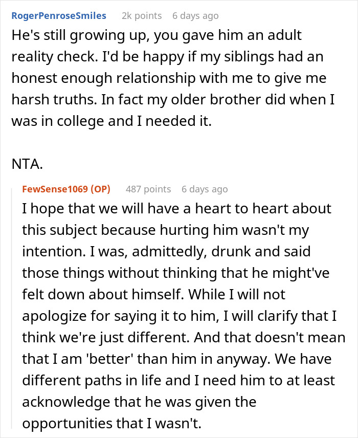 Woman Gives Brother A Harsh Reality Check After His Insane Take On Her Life
