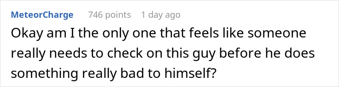 A comment expressing concern for the guy after the violent fight with his sister.