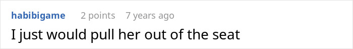 A comment suggesting pulling a mom out of a plane seat. A comment suggesting pulling a mom out of a plane seat.