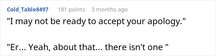 A comment humorously points out the lack of an apology in a situation involving a man suggesting an open relationship. A comment humorously points out the lack of an apology in a situation involving a man suggesting an open relationship.