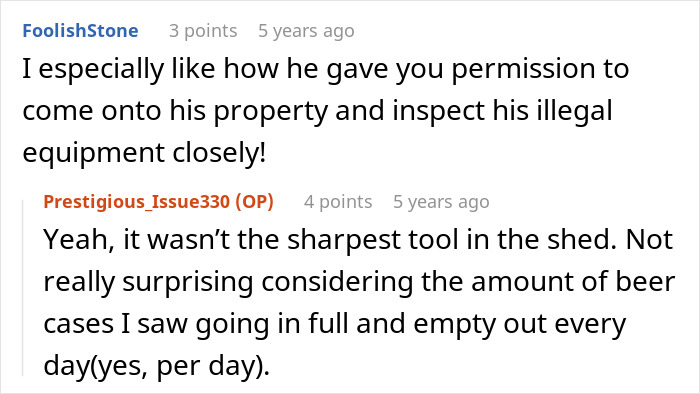 A screenshot showing comments about new parents using their rude neighbor's illegal antenna against him. A screenshot showing comments about new parents using their rude neighbor's illegal antenna against him.