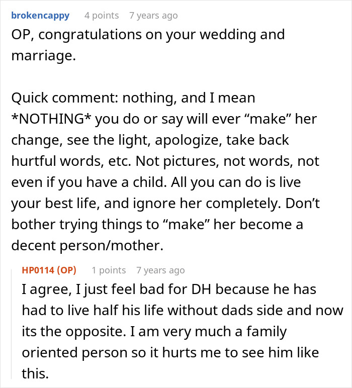 A Reddit comment congratulating the bride on her wedding and marriage, and advising her on dealing with her MIL getting angry. A Reddit comment congratulating the bride on her wedding and marriage, and advising her on dealing with her MIL getting angry.
