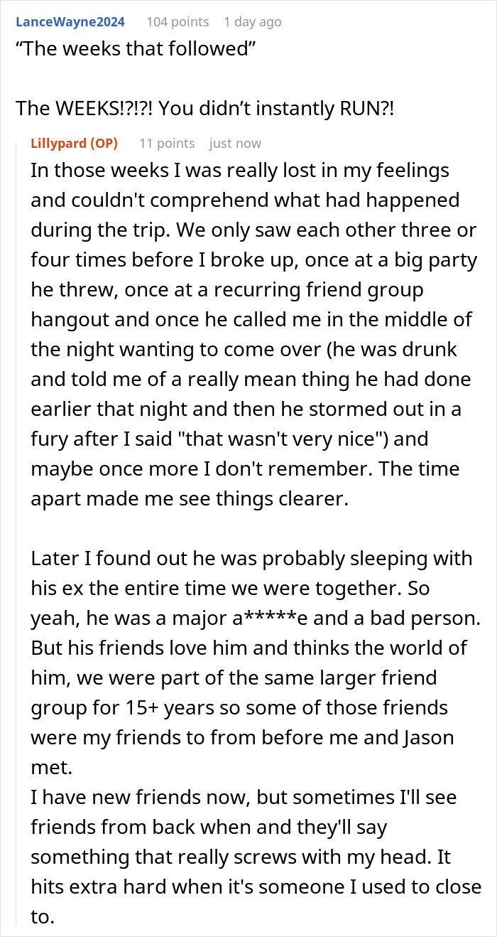 A Reddit user's comment, LanceWayne2024, reacting to a woman's story about a man's compromise regarding her children. A Reddit user's comment, LanceWayne2024, reacting to a woman's story about a man's compromise regarding her children.