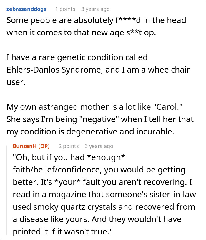 MIL Insults Husband For Letting His Very Sick Wife Trust Doctors Instead Of Relying On Her Cryptic Cures MIL Insults Husband For Letting His Very Sick Wife Trust Doctors Instead Of Relying On Her Cryptic Cures