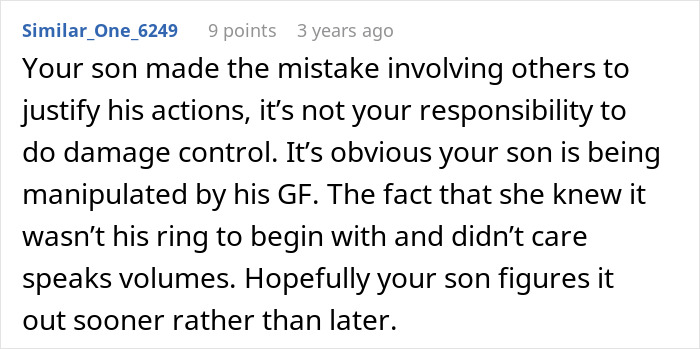 Family heirloom: Son steals heirloom to propose, then accuses dad of ruining his life. Reddit comment. Family heirloom: Son steals heirloom to propose, then accuses dad of ruining his life. Reddit comment.