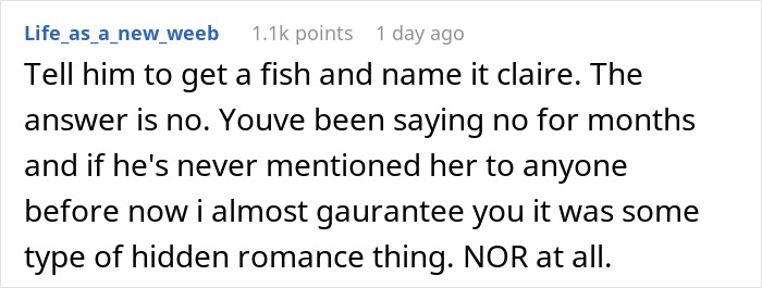 A social media comment urging a wife to refuse naming their daughter after the husband's secretly engaged 'best friend'. A social media comment urging a wife to refuse naming their daughter after the husband's secretly engaged 'best friend'.