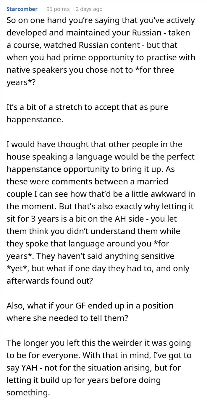 Guy's Accidental Russian Reveal Leaves GF's Parents Feeling Like He Was Hiding A Major Secret Guy's Accidental Russian Reveal Leaves GF's Parents Feeling Like He Was Hiding A Major Secret
