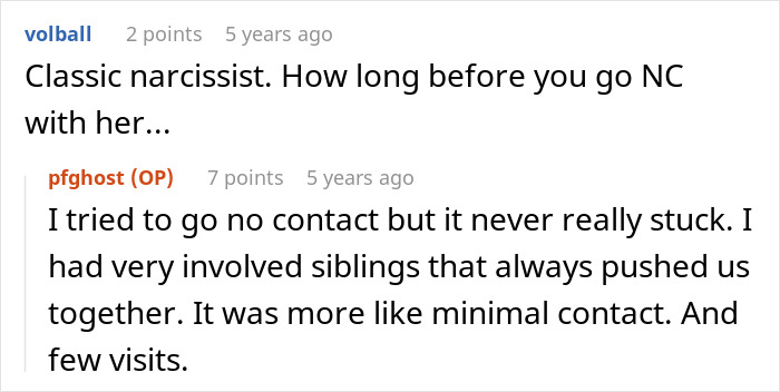 A screenshot of a comment about a narcissistic ex-wife at a daughter's graduation BBQ. A screenshot of a comment about a narcissistic ex-wife at a daughter's graduation BBQ.