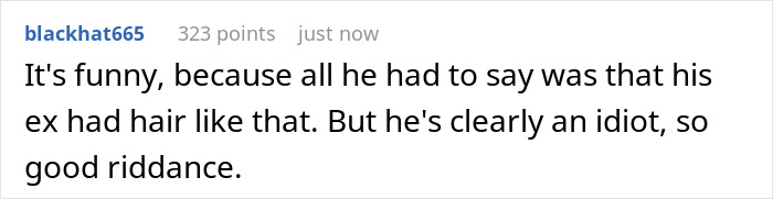 A comment about a guy who tried to ban his GF from changing her hair color, leading to her dyeing it flaming red.
