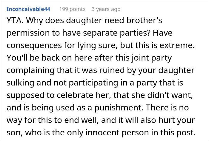 14YO Wants An All-Girls Birthday And Excludes Her Twin Brother, Mom Steps In And Cancels It 14YO Wants An All-Girls Birthday And Excludes Her Twin Brother, Mom Steps In And Cancels It