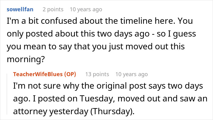 A screenshot of a comment about a mom's control over kid's education and her wife's wardrobe rights.