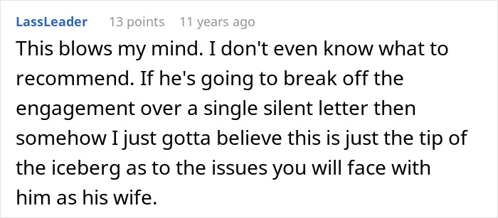 A hilariously awkward observation about someone sharing too much over an engagement dispute. A hilariously awkward observation about someone sharing too much over an engagement dispute.