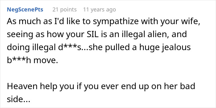 A comment about a wife's jealousy and how it escalated into a police call and deportation.