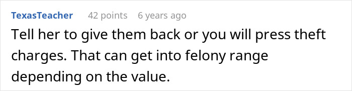 A comment on a social media post about a grandma buying love with gifts for her stepson.