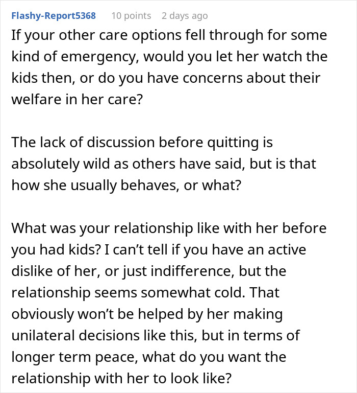 A screenshot of a Reddit comment questioning a woman's desire for motherhood through grandkids. A screenshot of a Reddit comment questioning a woman's desire for motherhood through grandkids.