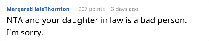 A comment stating the daughter-in-law is a bad person regarding the MIL, DIL, and coffee order.
