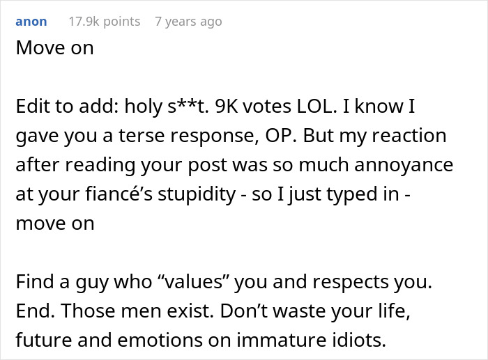 A comment advises moving on from an open relationship that caused issues. A comment advises moving on from an open relationship that caused issues.