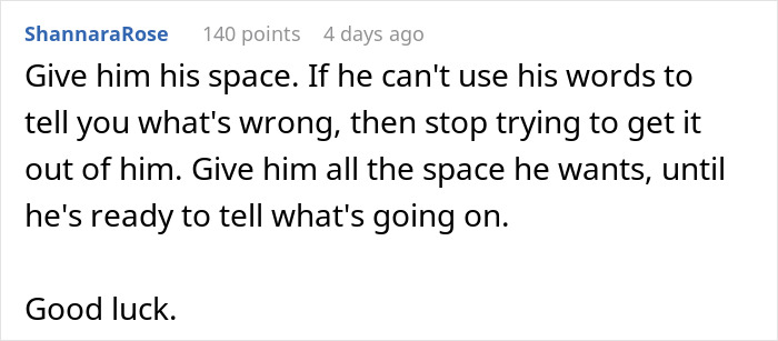 Screenshot of a Reddit comment suggesting to give the bestie space after supporting the woman through divorce. Screenshot of a Reddit comment suggesting to give the bestie space after supporting the woman through divorce.