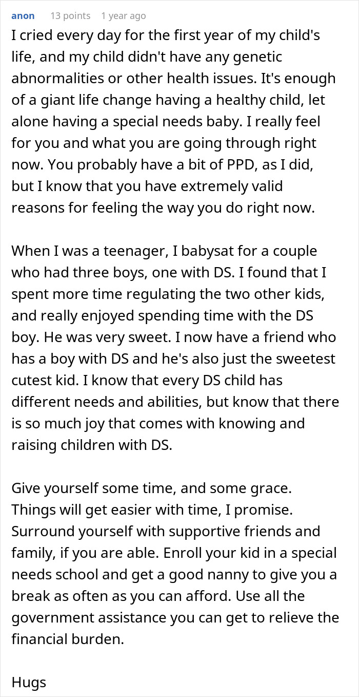 A parent reflects on having a baby and raising children with special needs, sharing a heartwarming update.