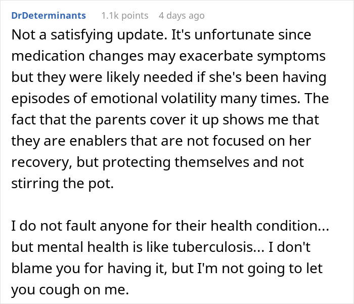 A lengthy comment discussing emotional volatility and mental health issues related to the roommate and destroyed home. A lengthy comment discussing emotional volatility and mental health issues related to the roommate and destroyed home.