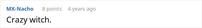 A comment that reads 'Crazy witch,' in response to the story about infertility and making a great mom.