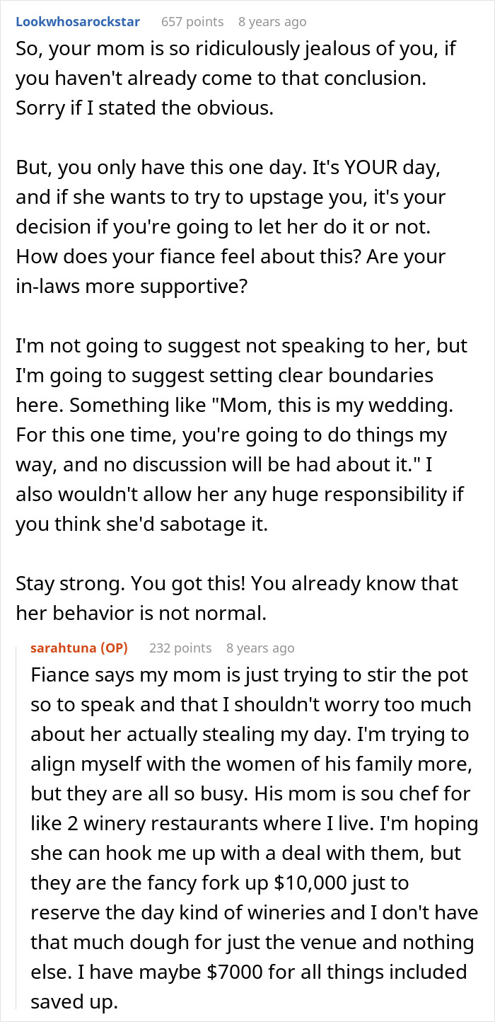 Mom Tries To Score A Free Wedding On Daughter’s Big Day, Gets Shut Down Fast By Furious Bride-To-Be Mom Tries To Score A Free Wedding On Daughter’s Big Day, Gets Shut Down Fast By Furious Bride-To-Be