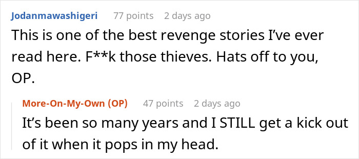 Reddit comments praising the revenge story about the cashier and manager, highlighting the theft evidence. Reddit comments praising the revenge story about the cashier and manager, highlighting the theft evidence.