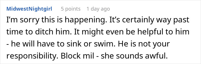 Entitled MIL Refuses To Take In Her Drunk Son, Blames His Ex-Wife For Finally Quitting The Role Entitled MIL Refuses To Take In Her Drunk Son, Blames His Ex-Wife For Finally Quitting The Role