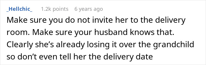 Screenshot of online comment warning parents about future grandma's actions for baby's first Christmas. Screenshot of online comment warning parents about future grandma's actions for baby's first Christmas.