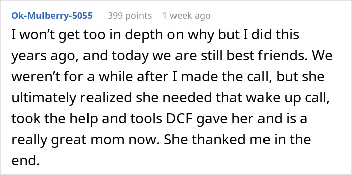 A social media comment from Ok-Mulberry-5055 about a woman making a friend suffer for what she's doing to her daughter. A social media comment from Ok-Mulberry-5055 about a woman making a friend suffer for what she's doing to her daughter.