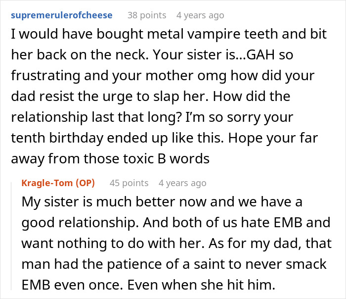 Reddit comments discussing a spoiled sister, an enabling mom, and the brother's nightmare experiences. Reddit comments discussing a spoiled sister, an enabling mom, and the brother's nightmare experiences.