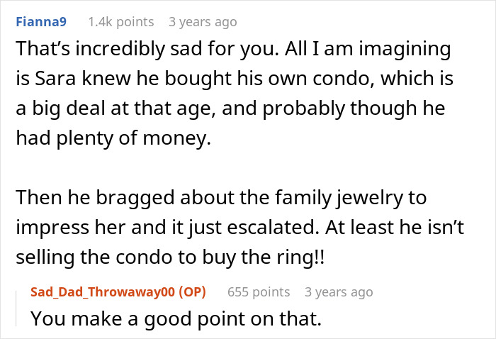Reflections on a son stealing a family heirloom to propose, and how his dad is not ruining his life but making a good point. Reflections on a son stealing a family heirloom to propose, and how his dad is not ruining his life but making a good point.