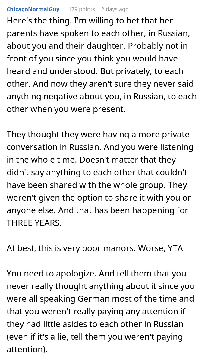 Guy's Accidental Russian Reveal Leaves GF's Parents Feeling Like He Was Hiding A Major Secret Guy's Accidental Russian Reveal Leaves GF's Parents Feeling Like He Was Hiding A Major Secret