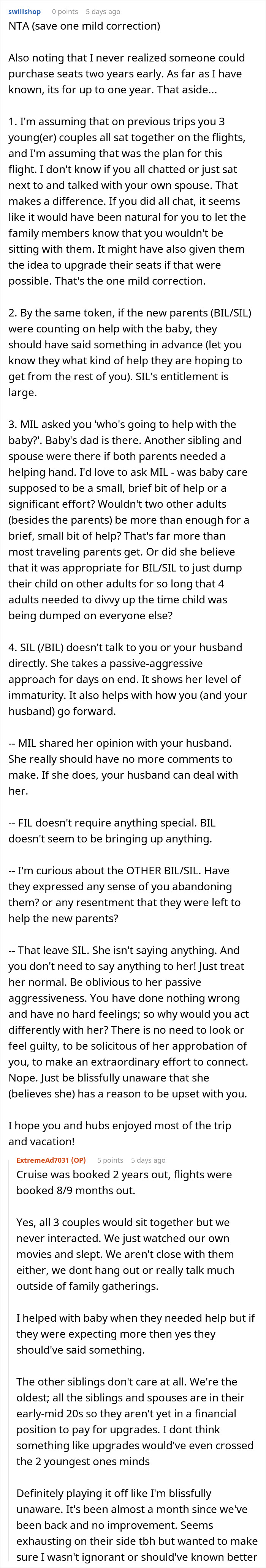 A Reddit post about a family trip and flight tickets, offering advice on upgrading flight tickets for a trip. A Reddit post about a family trip and flight tickets, offering advice on upgrading flight tickets for a trip.