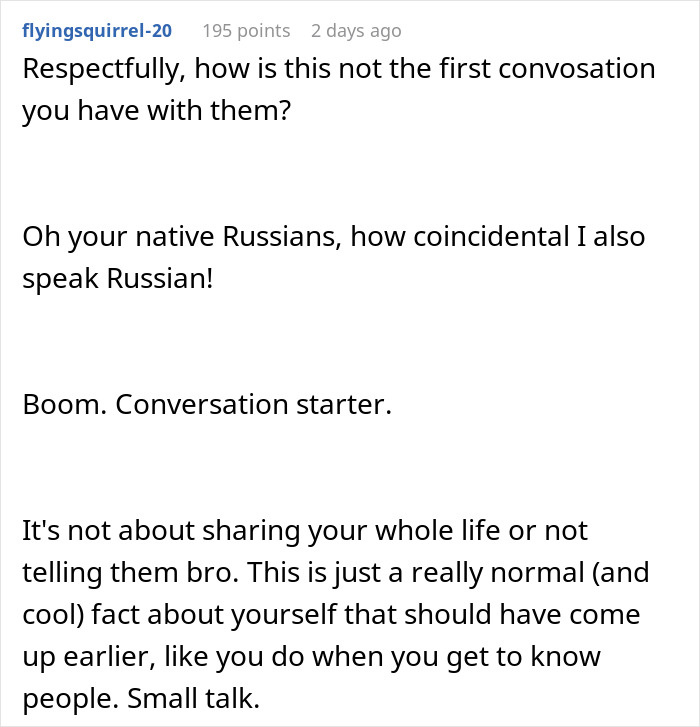 Guy's Accidental Russian Reveal Leaves GF's Parents Feeling Like He Was Hiding A Major Secret Guy's Accidental Russian Reveal Leaves GF's Parents Feeling Like He Was Hiding A Major Secret