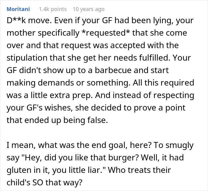 A screenshot of a Reddit comment discussing a stressful and expensive reality check for a son's high maintenance girlfriend. A screenshot of a Reddit comment discussing a stressful and expensive reality check for a son's high maintenance girlfriend.