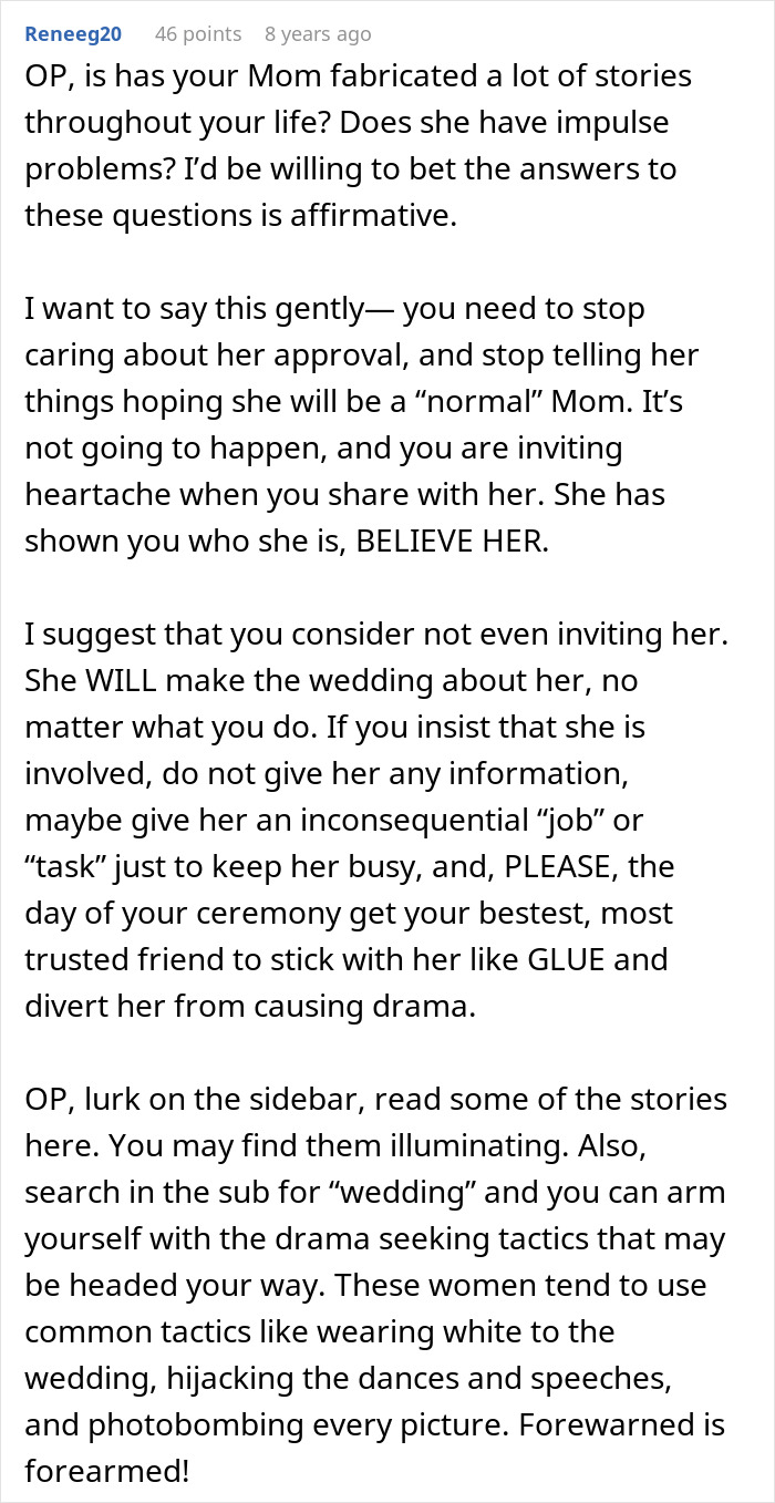 Mom Tries To Score A Free Wedding On Daughter’s Big Day, Gets Shut Down Fast By Furious Bride-To-Be Mom Tries To Score A Free Wedding On Daughter’s Big Day, Gets Shut Down Fast By Furious Bride-To-Be