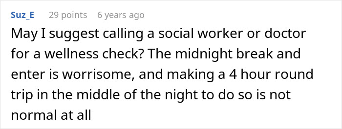 A comment suggesting professional help for a hunter's mom who raided his kitchen overnight for meat, highlighting the abnormal behavior for her share. A comment suggesting professional help for a hunter's mom who raided his kitchen overnight for meat, highlighting the abnormal behavior for her share.