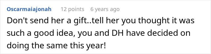 Future Grandma plans Baby’s First Christmas: Don't send a gift; do the same this year. Future Grandma plans Baby’s First Christmas: Don't send a gift; do the same this year.