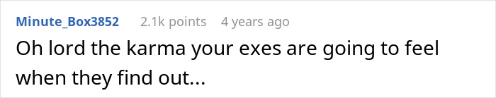 A comment about karma for ex-spouses after friends find out their spouses are sleeping together. A comment about karma for ex-spouses after friends find out their spouses are sleeping together.