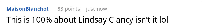 A comment about a criminal trial, referencing Lindsay Clancy, in an article about a wife obsessed with a criminal trial.