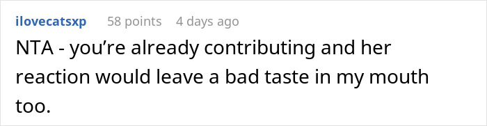 Reddit comment stating NTA for the guy paying for bills and GF wanting him to split son’s sports fees. Reddit comment stating NTA for the guy paying for bills and GF wanting him to split son’s sports fees.