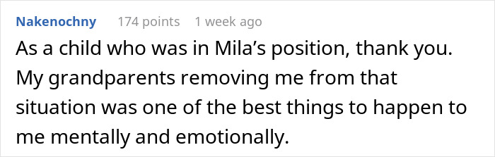 A comment from someone with a similar past, thanking for intervention in a child's situation, relevant to a woman helping her friend's daughter. A comment from someone with a similar past, thanking for intervention in a child's situation, relevant to a woman helping her friend's daughter.