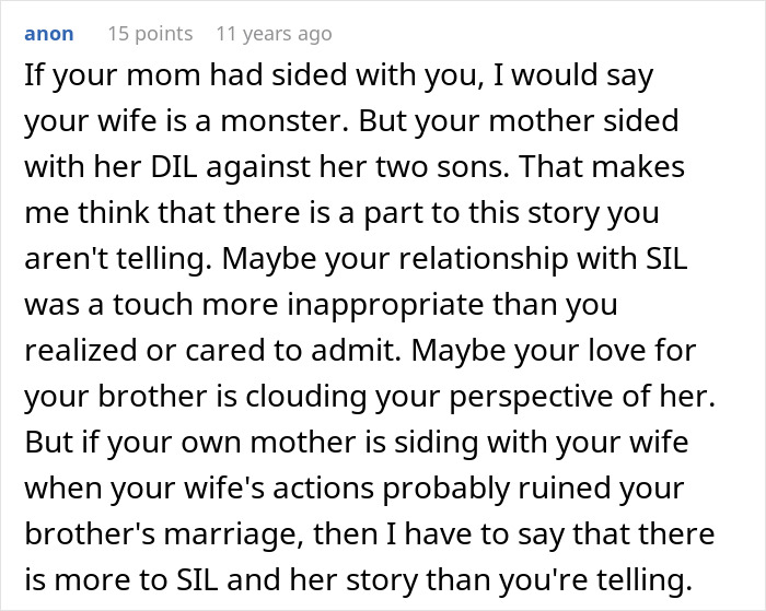 A comment on a wife's jealousy leading to a secret police call and deportation, questioning a deeper story behind the mother's siding.
