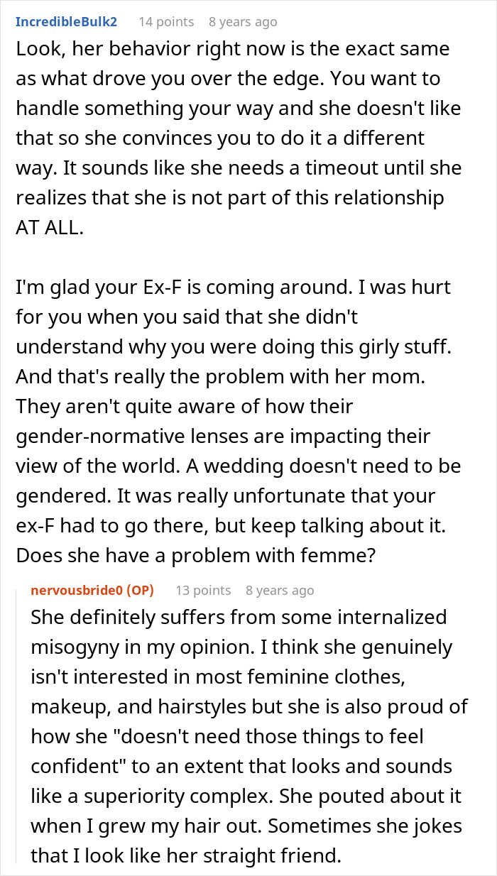 A screenshot of a Reddit comment providing advice to a bride furious with her future MIL and realizing the problem was her fiancee. A screenshot of a Reddit comment providing advice to a bride furious with her future MIL and realizing the problem was her fiancee.