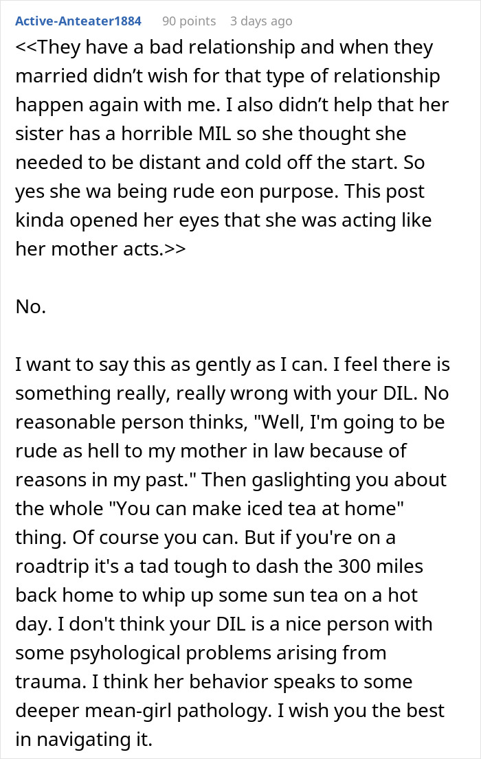 Commenter advises MIL on DIL's pettiness and behavior regarding the coffee order incident.