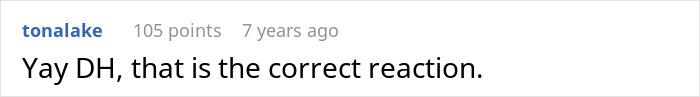 A screenshot of a short Reddit comment expressing approval of a reaction to the MIL kicking a senior dog. A screenshot of a short Reddit comment expressing approval of a reaction to the MIL kicking a senior dog.