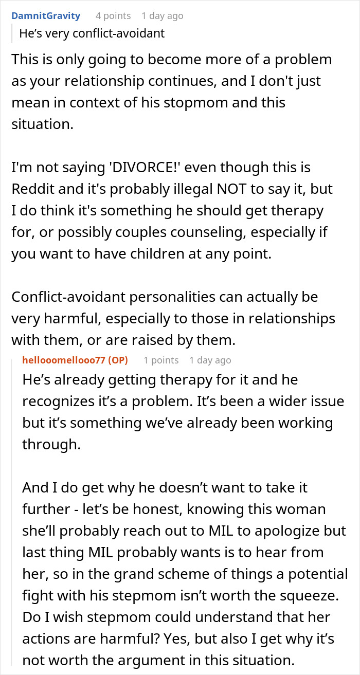A screenshot of a Reddit comment discussing a woman waiting 25 years to apologize for stealing a husband, bad timing. A screenshot of a Reddit comment discussing a woman waiting 25 years to apologize for stealing a husband, bad timing.