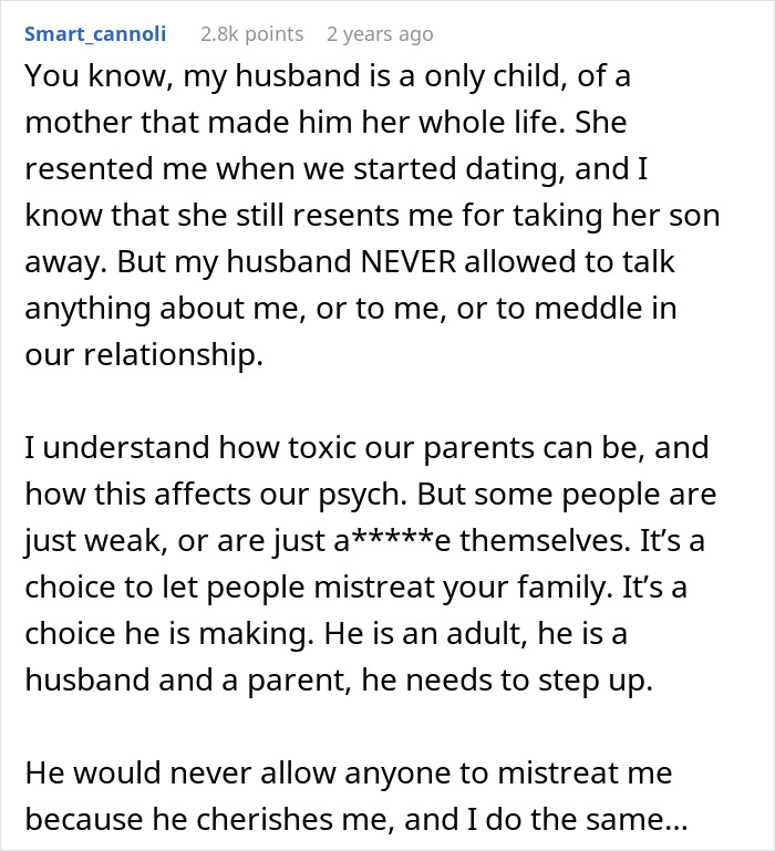A comment about a toxic MIL and husband's inaction, echoing the theme of MIL driving woman to leave her son. A comment about a toxic MIL and husband's inaction, echoing the theme of MIL driving woman to leave her son.